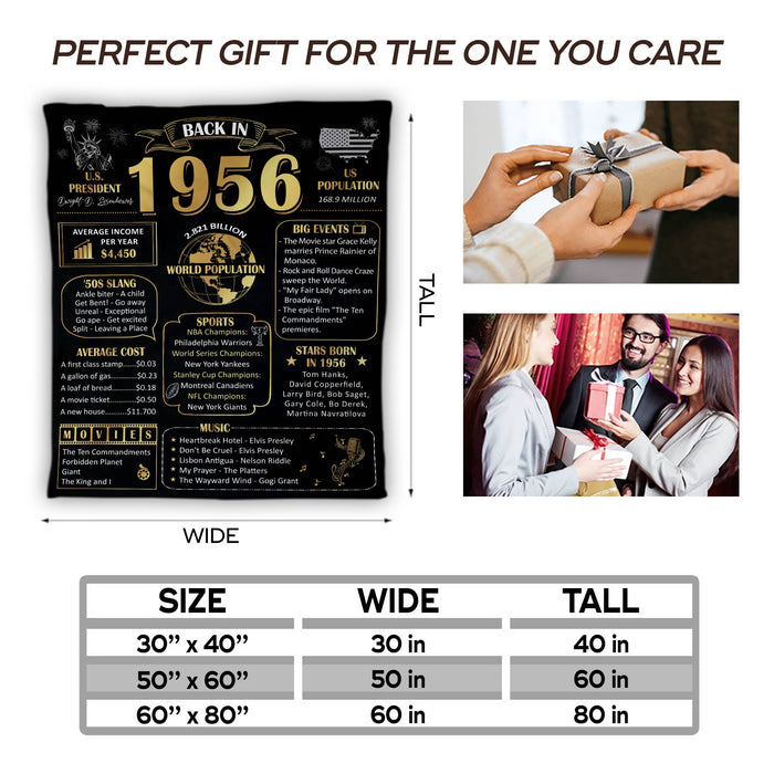 Back In 1956 Blanket, 66th Birthday Gifts For Women For Men, 66th Birthday Decorations, 66 Years Old Gifts For Dad Mom Grandparents