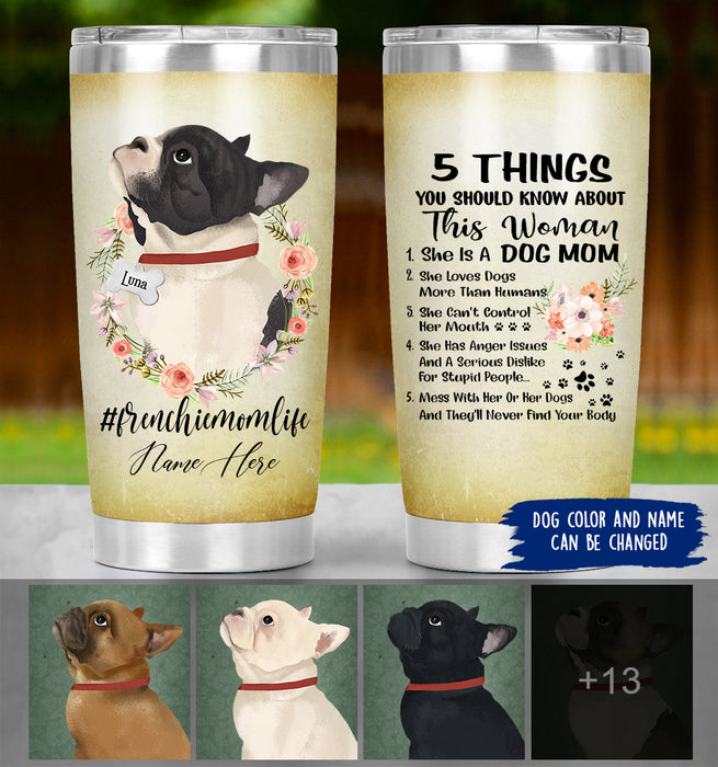 Personalized French Bulldog Mom Life Tumbler - 5 Things