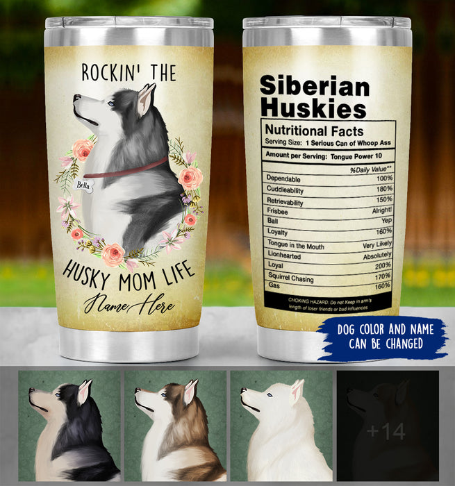 Personalized Siberian Husky Mom Tumbler - Rockin' The Husky Mom Life