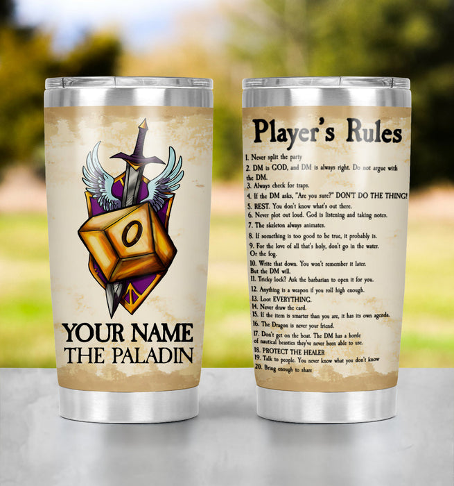 Dnd Player's Rules Tumbler 20oz