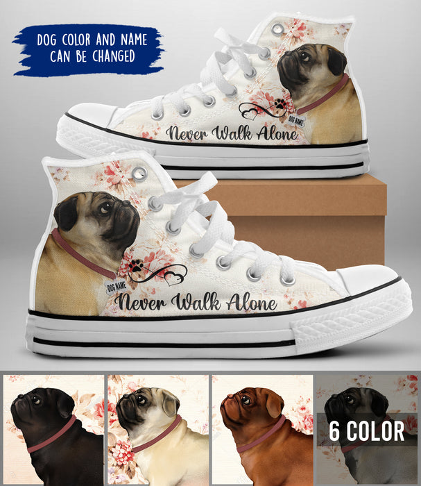Customized Pug High-Top Shoes - Never Walk Alone - Woman Style